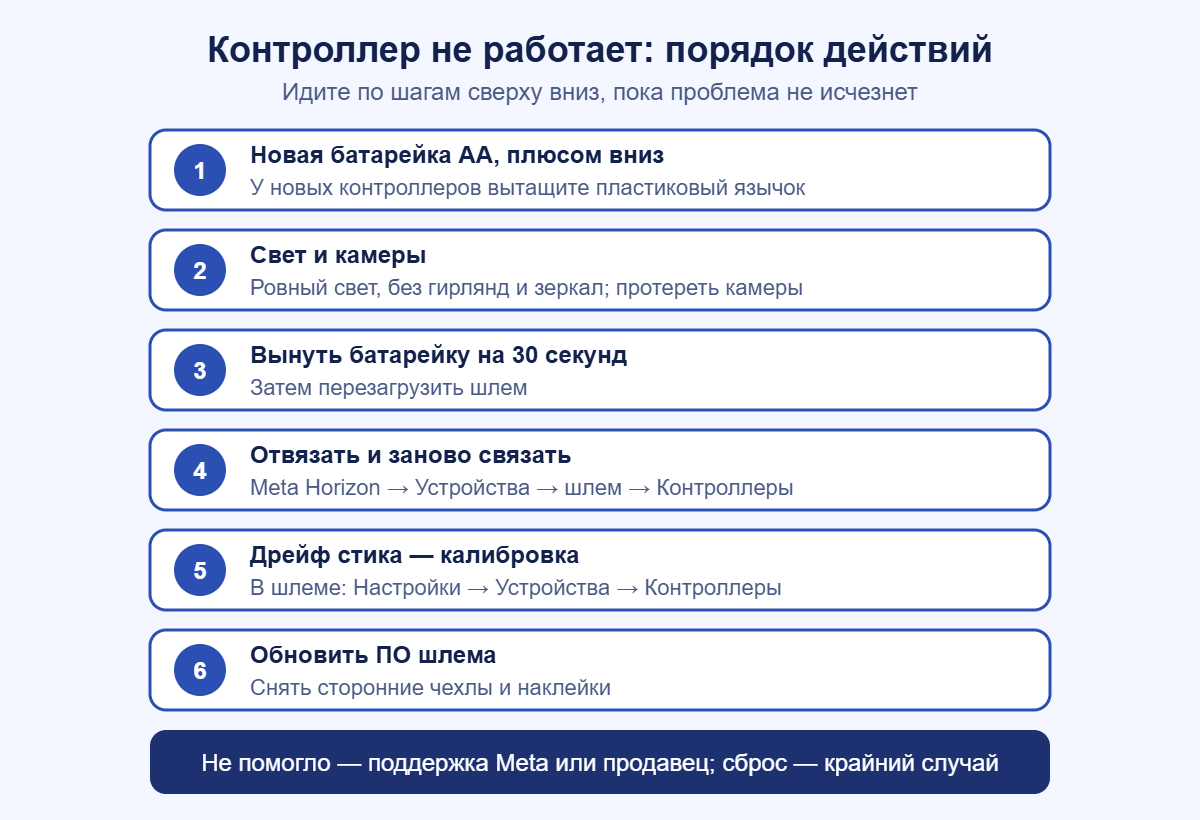 Что делать, если контроллер Quest 3 не работает: порядок действий
